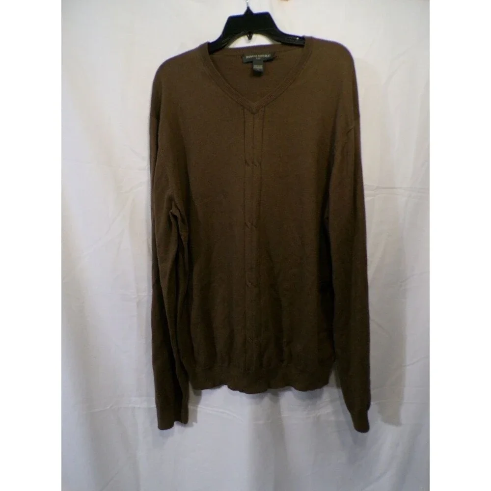 Banana Republic Men V Neck Cashmere Blend Sweater Brown Size M Pullover